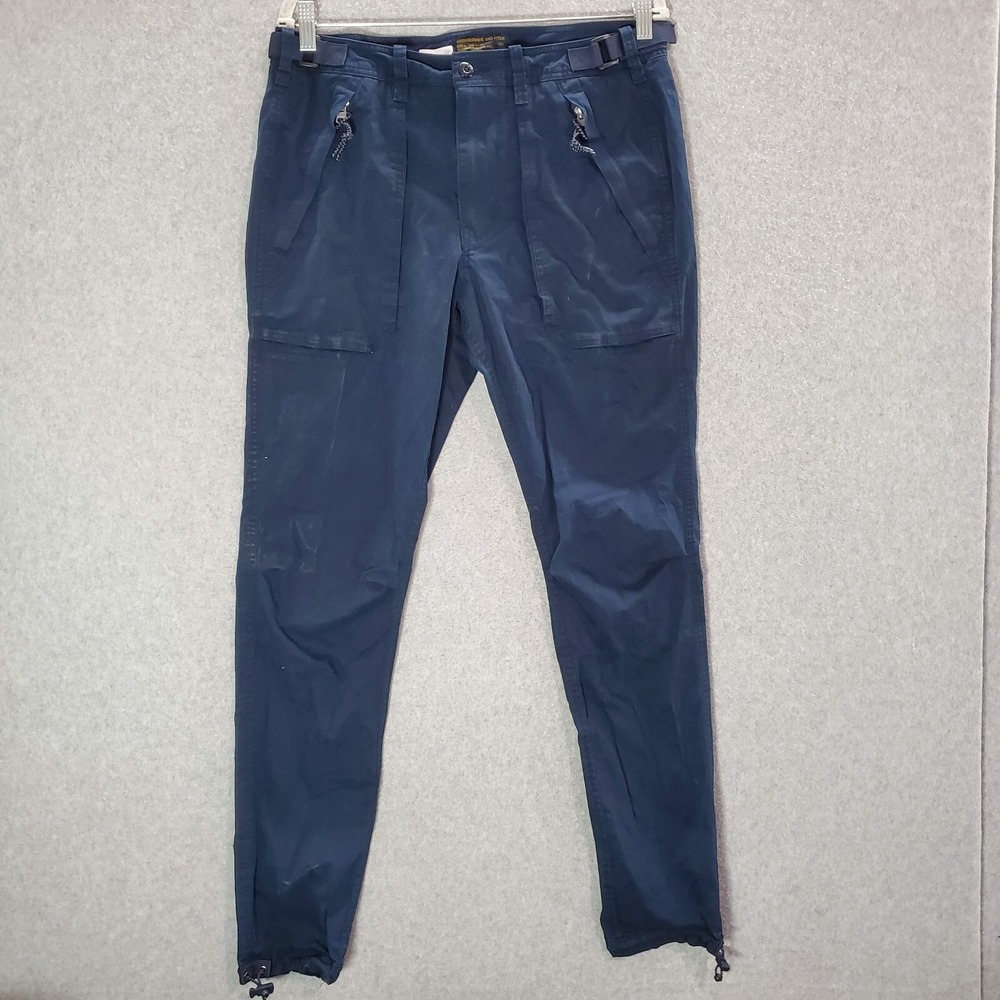 VINTAGE Abercrombie & Fitch Men Pants 32x34 Blue Cargo Tactical Belted 90s